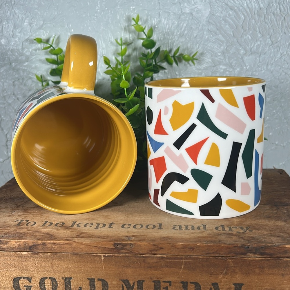 Room Essentials Multicolor Mugs with Gold Handles Mosaic Design 16 oz Mugs NWT - Picture 5 of 12